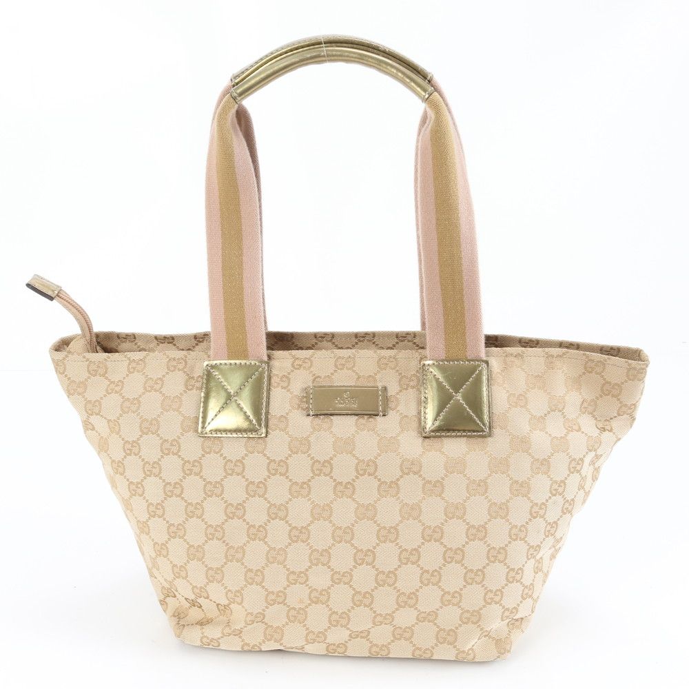 極美品 グッチ GG キャンバス 131230 レザー トート バッグ 肩掛け