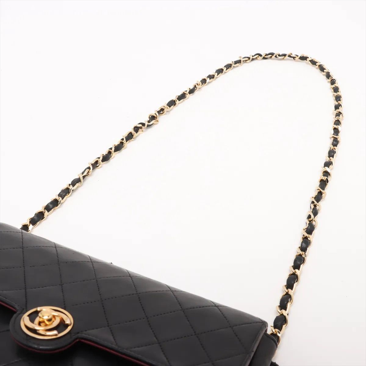 美品 シャネル シリアルシール付 マトラッセ ラムスキン チェーン