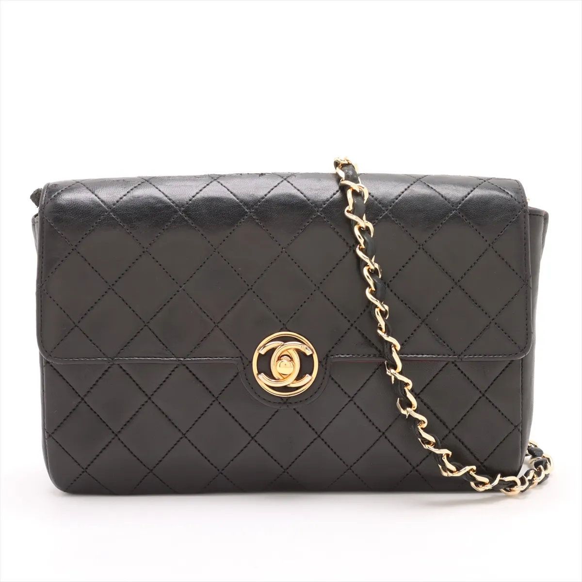 美品 シャネル シリアルシール付 マトラッセ ラムスキン チェーン