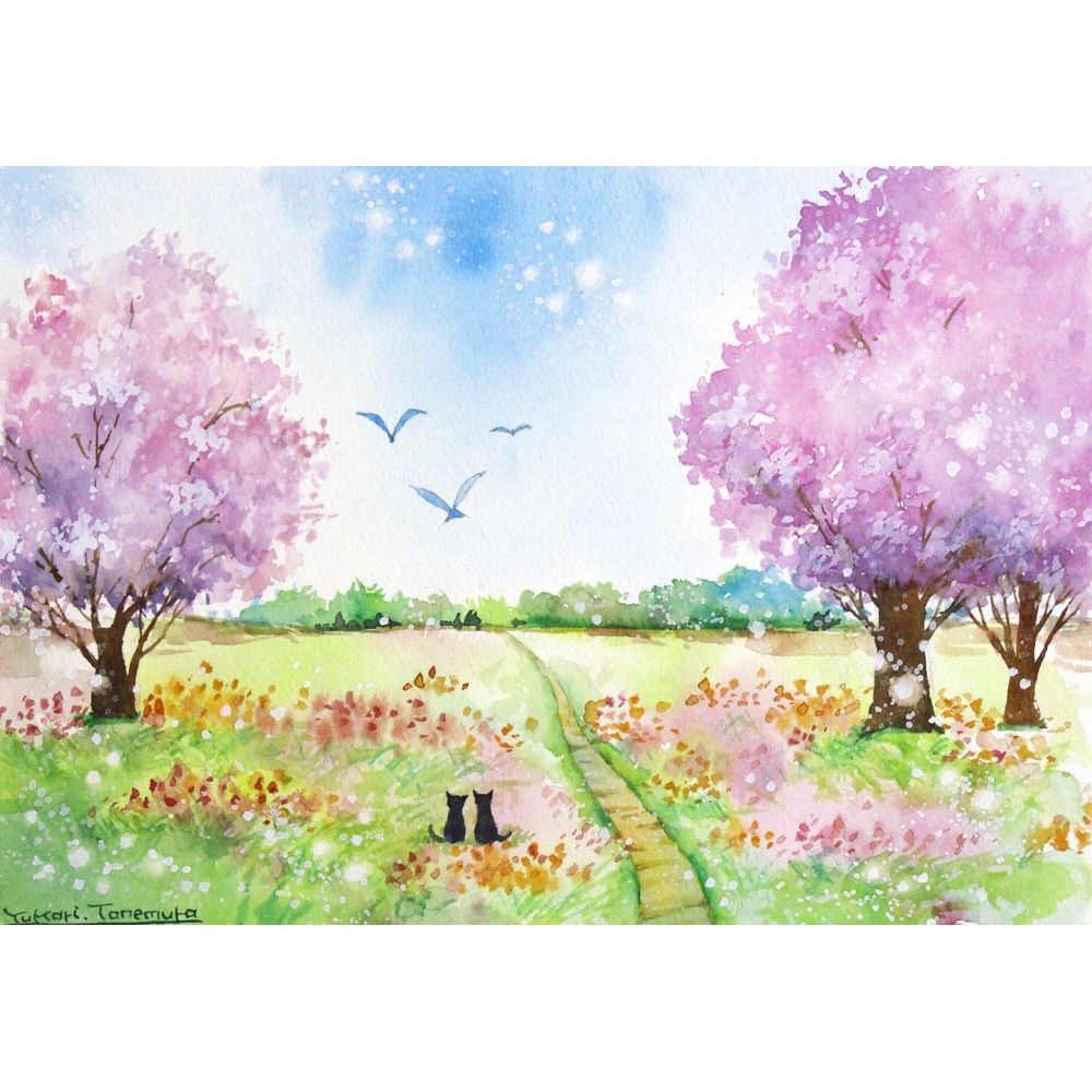 原画）花の笑顔【SMサイズ／水彩画／#2950】 - メルカリ