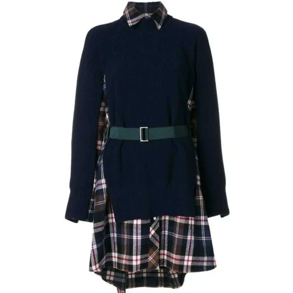 サカイ SACAI チェック シャツ レイヤード ニット ONE PIECE - メルカリ