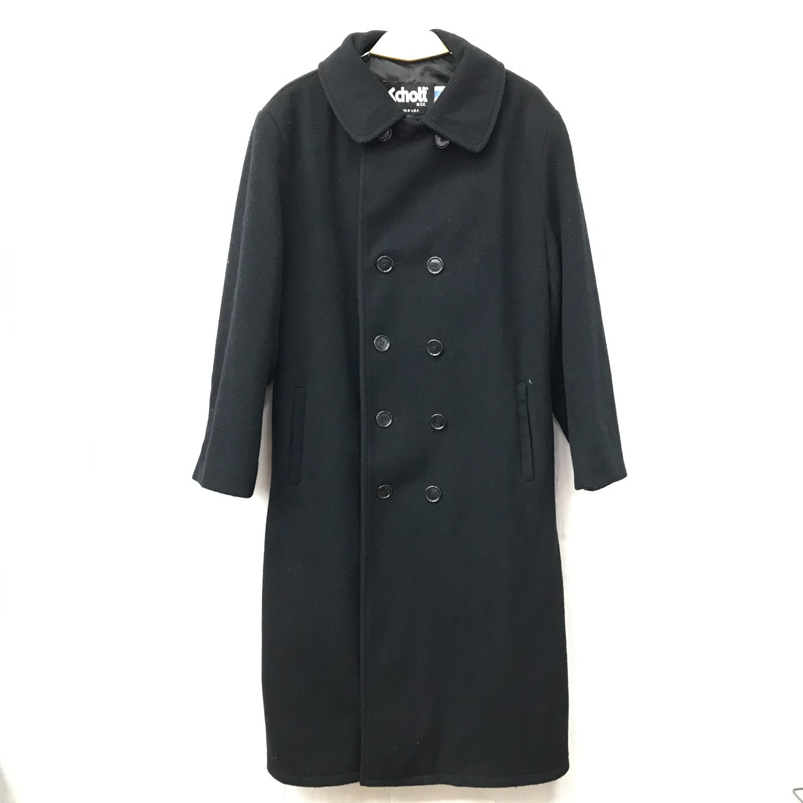 USA製 SCHOTT ロングコート ダブルブレスト ピーコート 38 ブラック