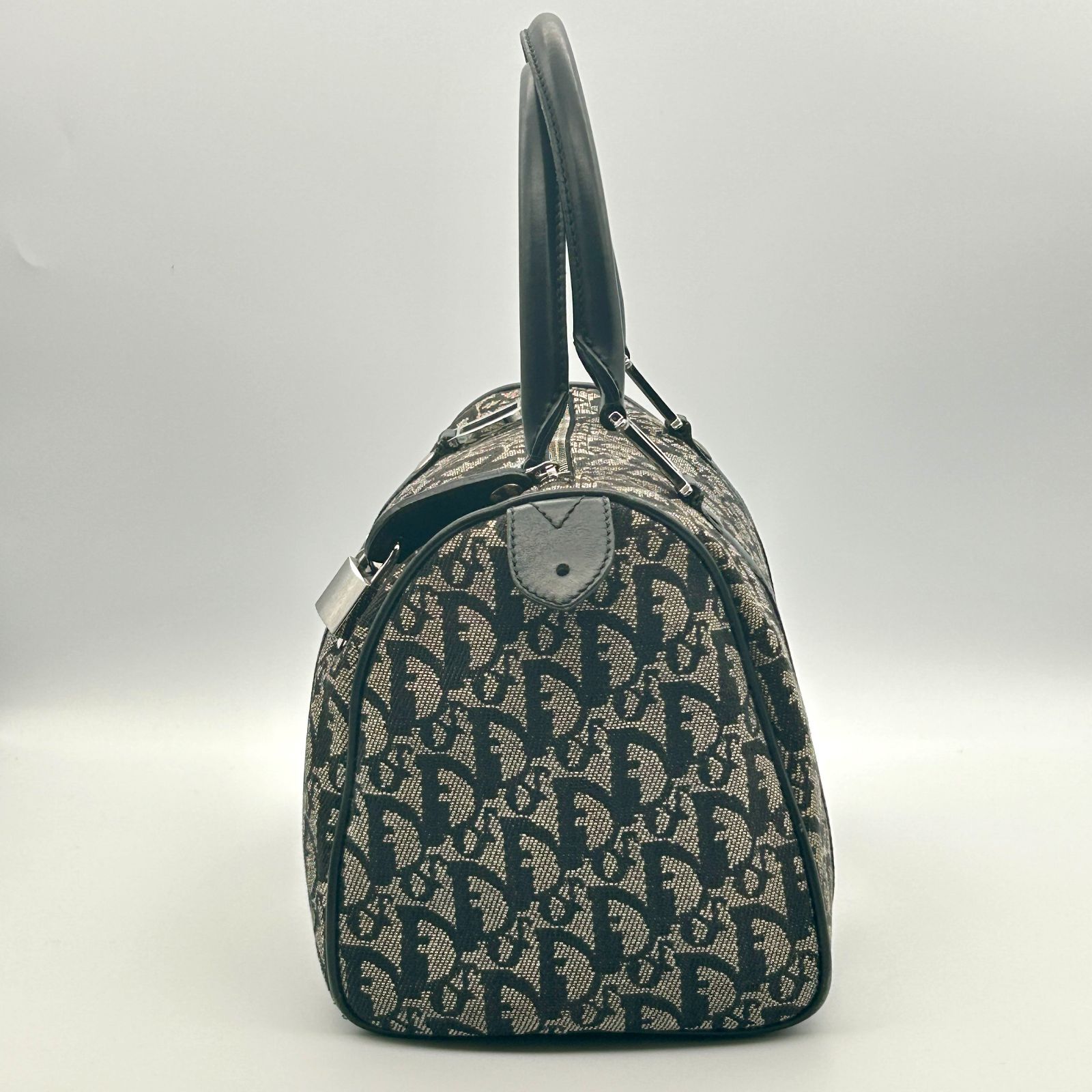 ディオール トロッター ハンドバッグ ミニボストン D金具 キャンバス シルバー クリスチャンディオール トロッター ミニ ボストン ハンドバッグ