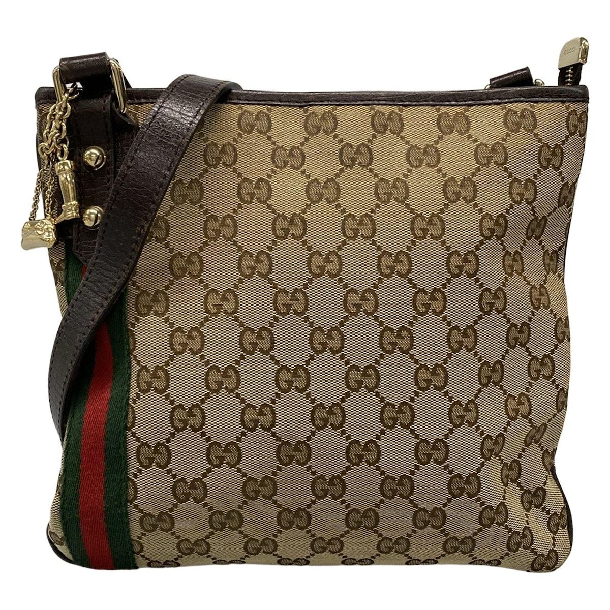 GUCCI(グッチ) ショルダーバッグ GG柄,シェリー(ウェブ) 144388 ダーク