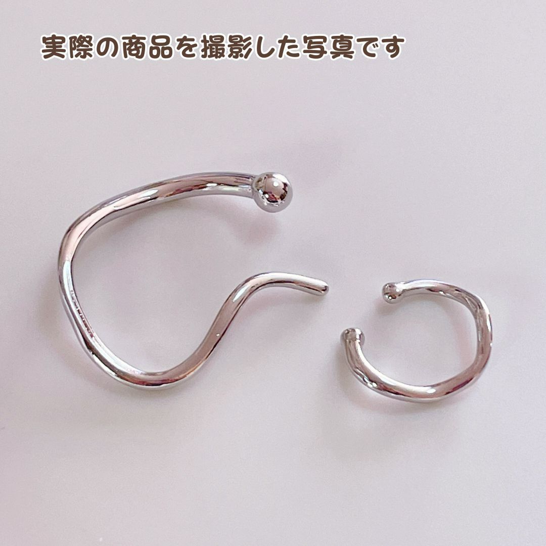 変形ウェーブイヤーカフ 2点セット ゴールド シルバー 2カラー展開