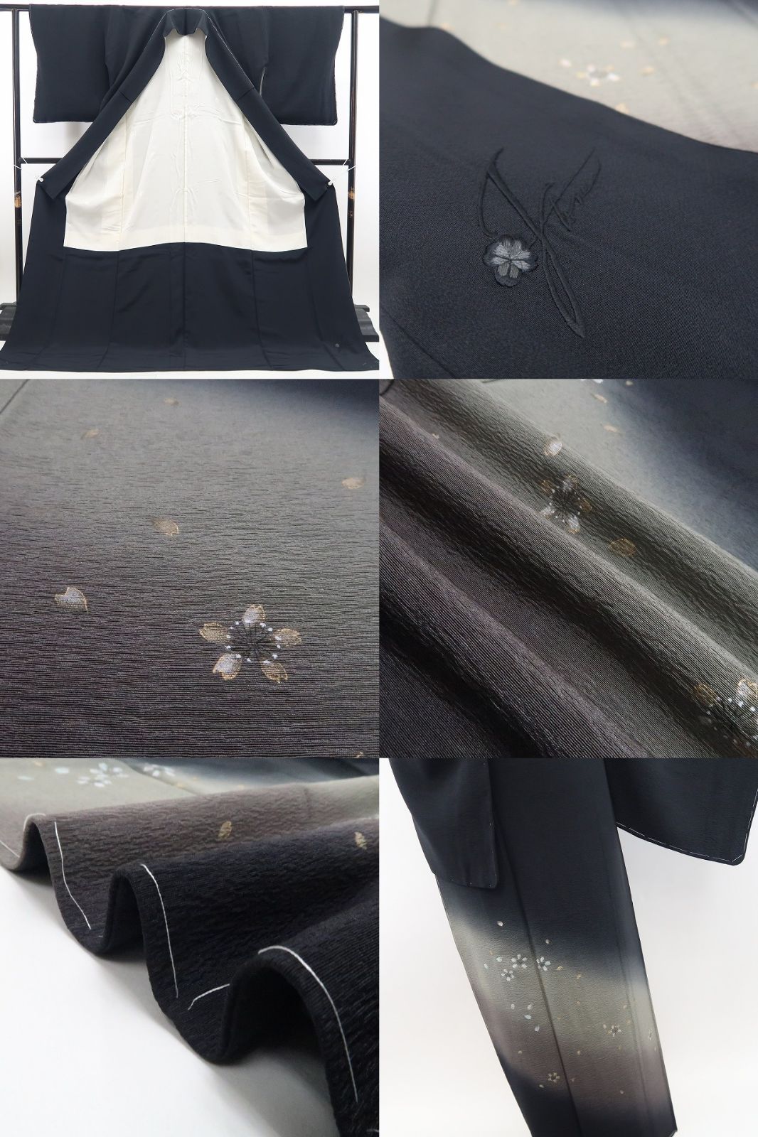 黒にそっと咲く花景色”付下げ 7480