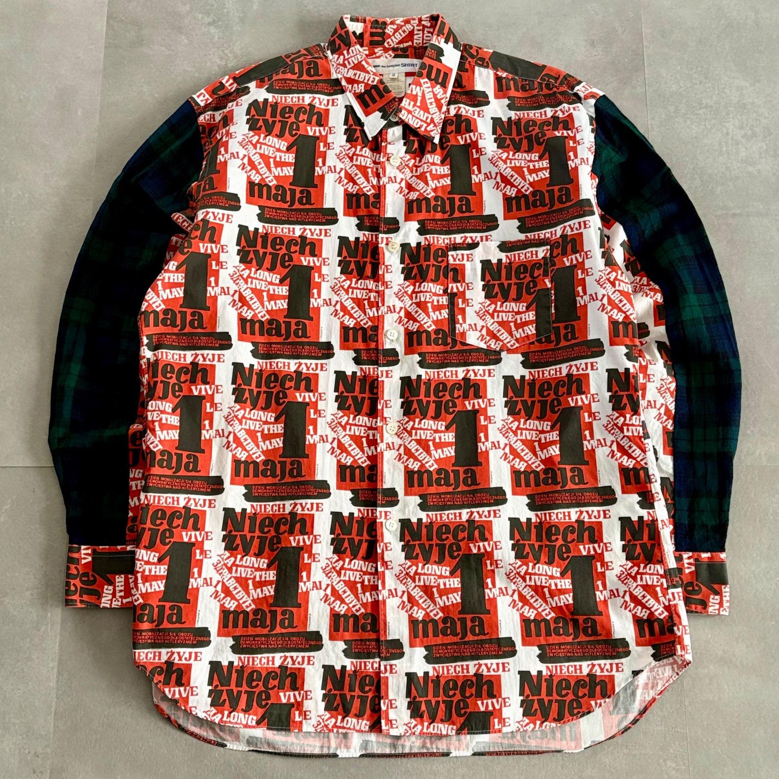 コムデギャルソン　シャツ チェック柄 切り替えフランス製 M アーカイブ コムデギャルソン シャツ チェック柄 切り替えフランス製 M アーカイブ