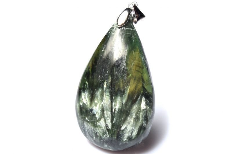 1点物】シルバー925◇ロシア産 セラフィナイト 37x22mm ドロップ