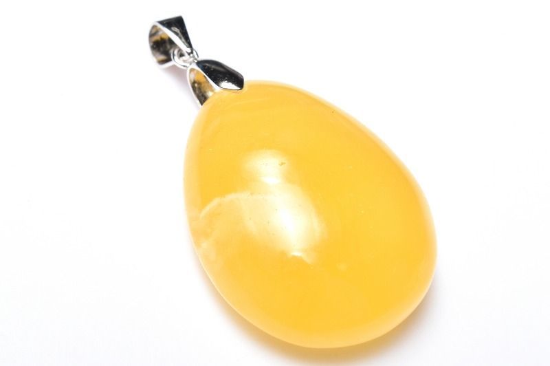 1点物】シルバー925◇高発色 ゴールデンアンバー琥珀 28x22mm