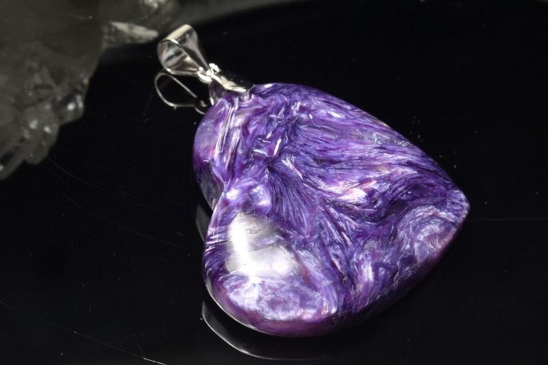 1点物】シルバー925◇シルキーな輝き チャロアイト 28x26mm ハート