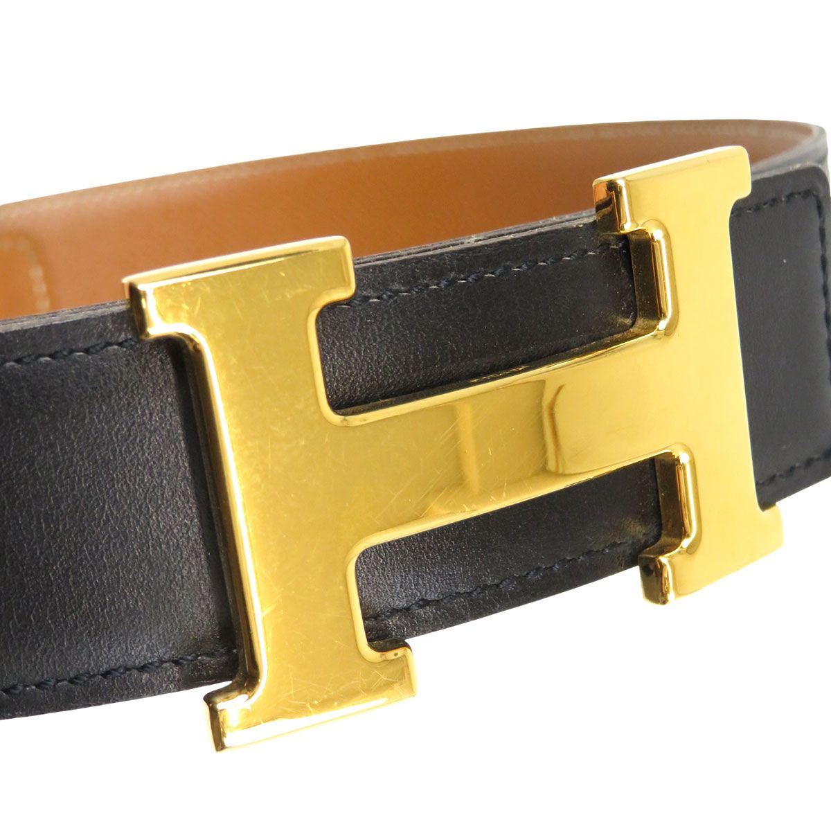 HERMES ベルト 85 カンタン レザー H型バックル リバーシブル 黒/茶 HERMES ベルト 85 カンタン レザー H型バックル リバーシブル 黒/茶