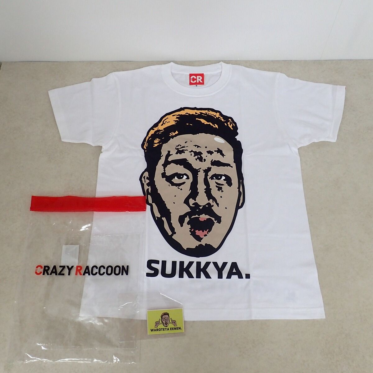 わいわい SUKKYA. デカデコ俺デコ顔デカTシャツ 誕生日 WHITE Mサイズ