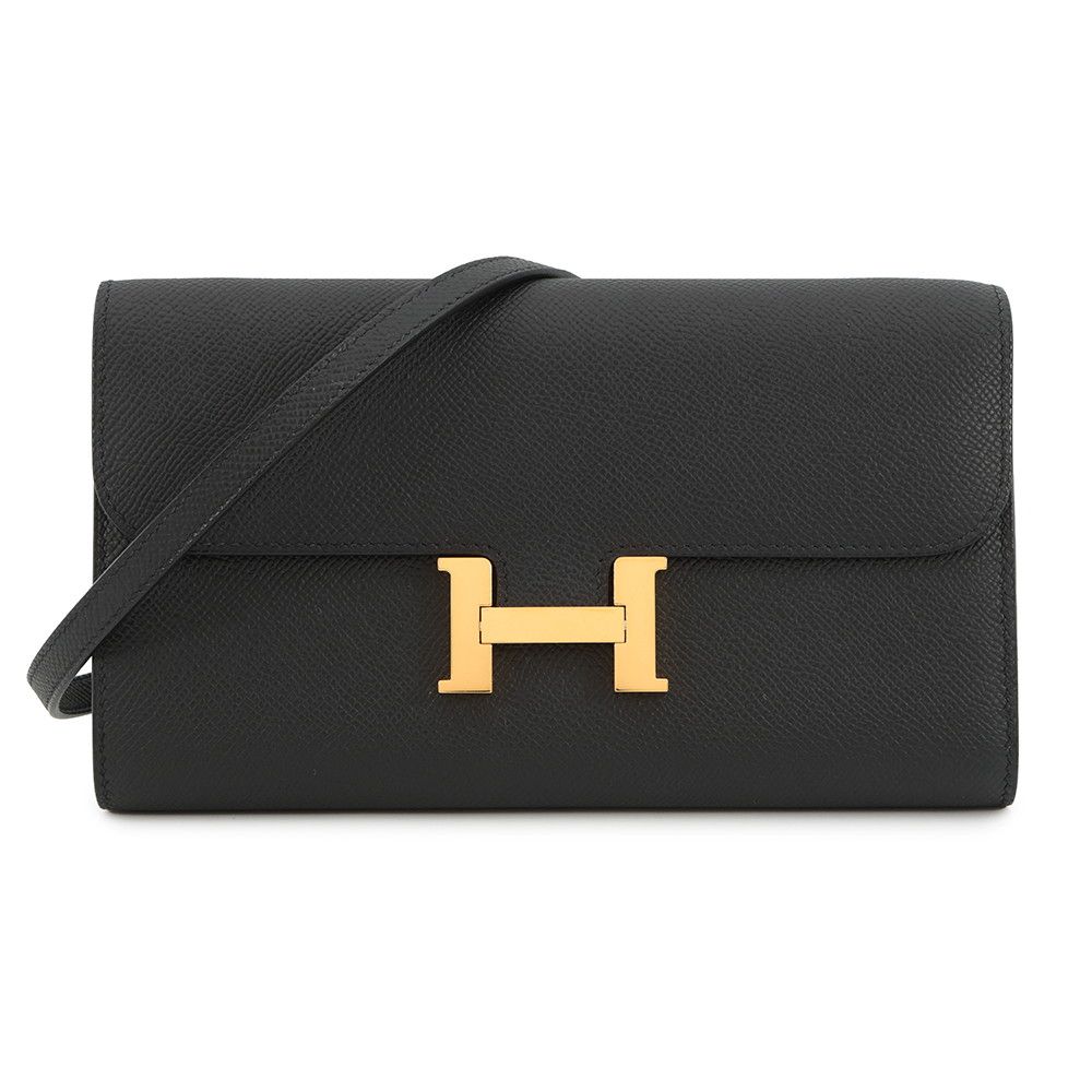 ✅底値✅HERMES 長財布 黒 ・赤ゴールド金具 エルメス 長財布 コンスタンス トゥーゴー ロング ブラック/ゴールド
