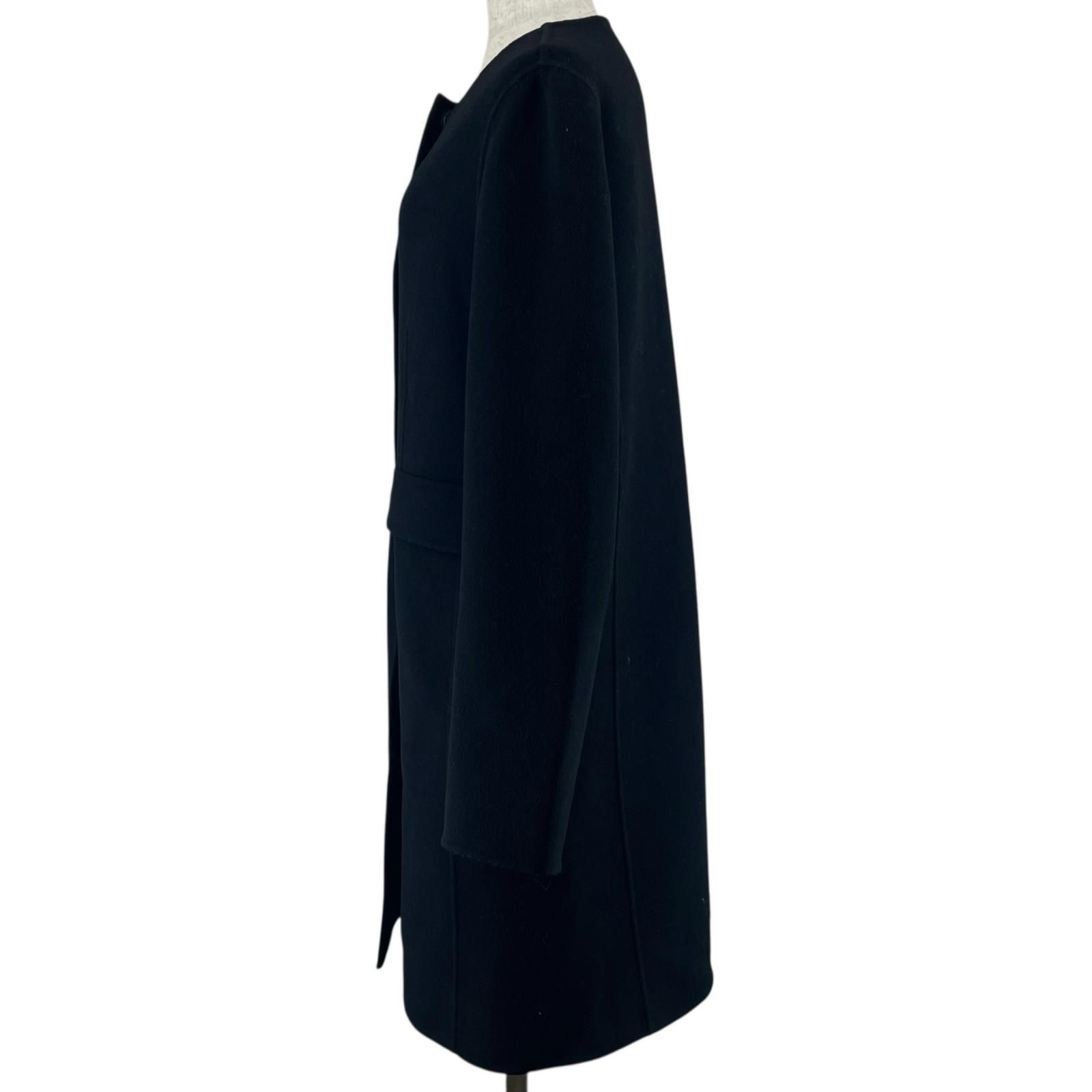 MaxMara ウールスタンドコート 比翼仕立て 38 ブラック 美品△WEEKEND MaxMara ウィークエンドマックスマーラ ウール100