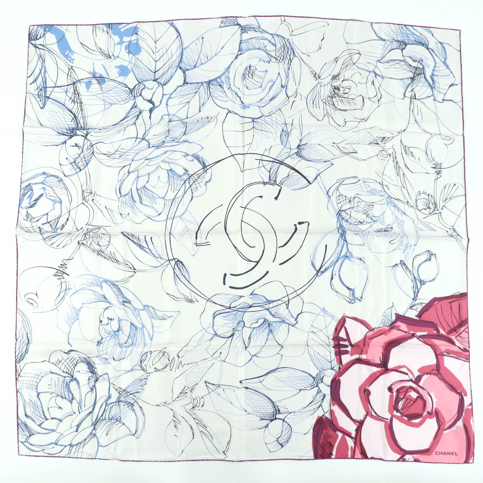 希少✨美品【CHANEL】ココマーク カメリア シルク カシミア 大判スカーフ 極美品☆CHANEL シャネル 10A シルク100％ カメリア・ココマーク 大判