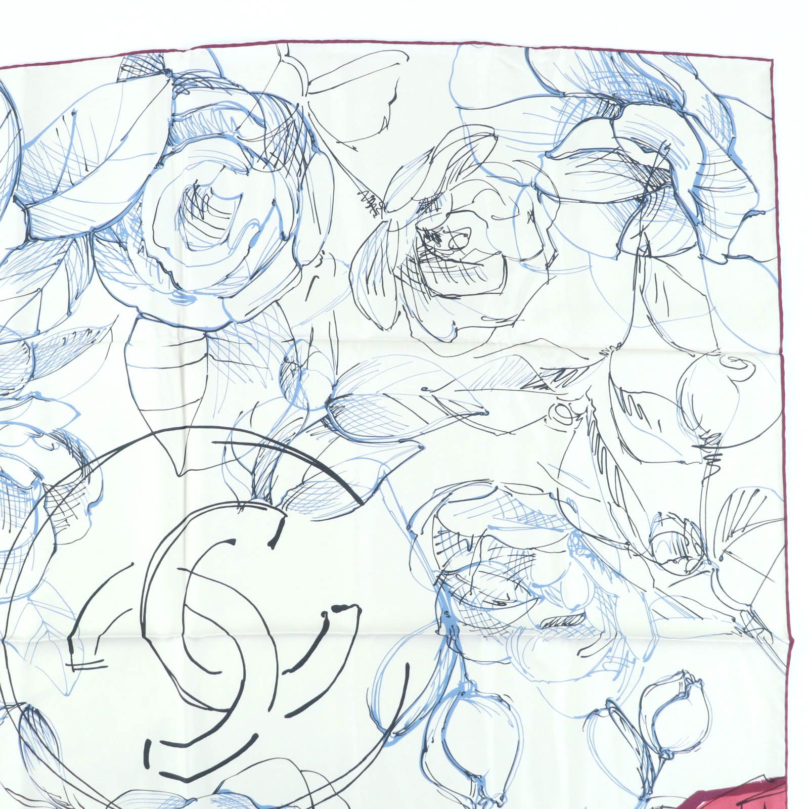 極美品☆CHANEL シャネル 10A シルク100％ カメリア・ココマーク 大判