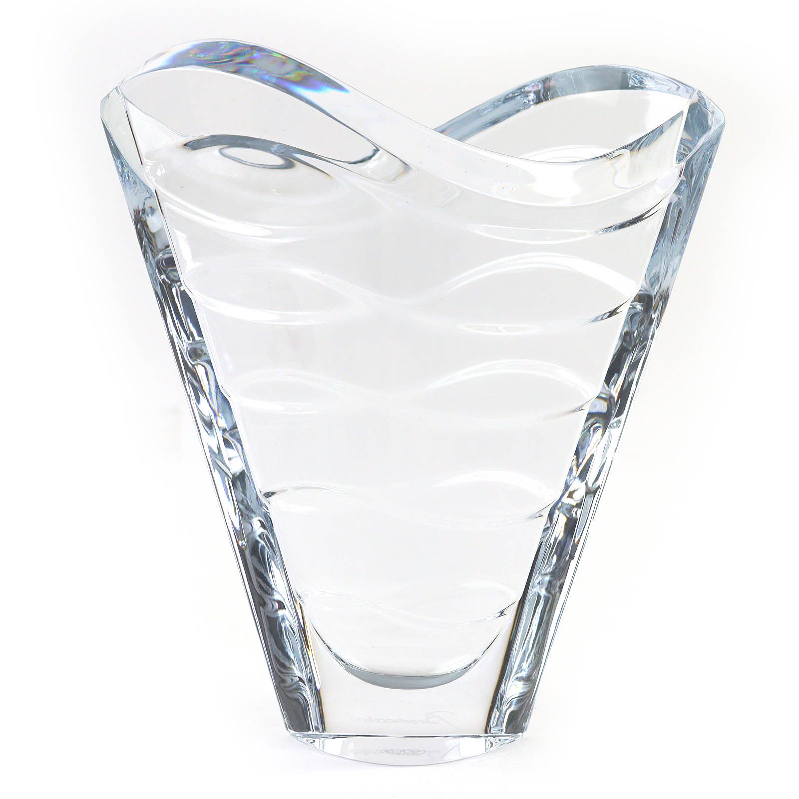 【新品・未使用品】バカラ ウエーブ 花瓶 箱付き 未使用品△Baccarat バカラ クリスタル ウェーブ フラワーベース 花瓶