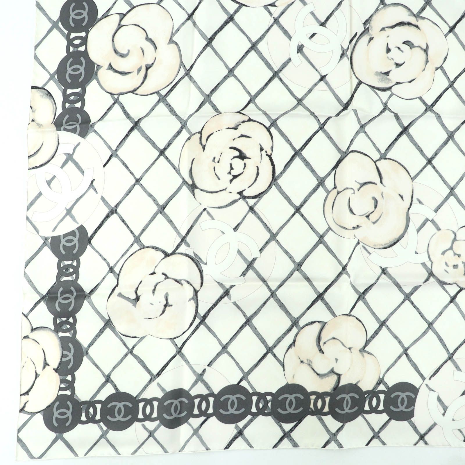 極美品☆CHANEL シャネル シルク100％ ココマーク・カメリア