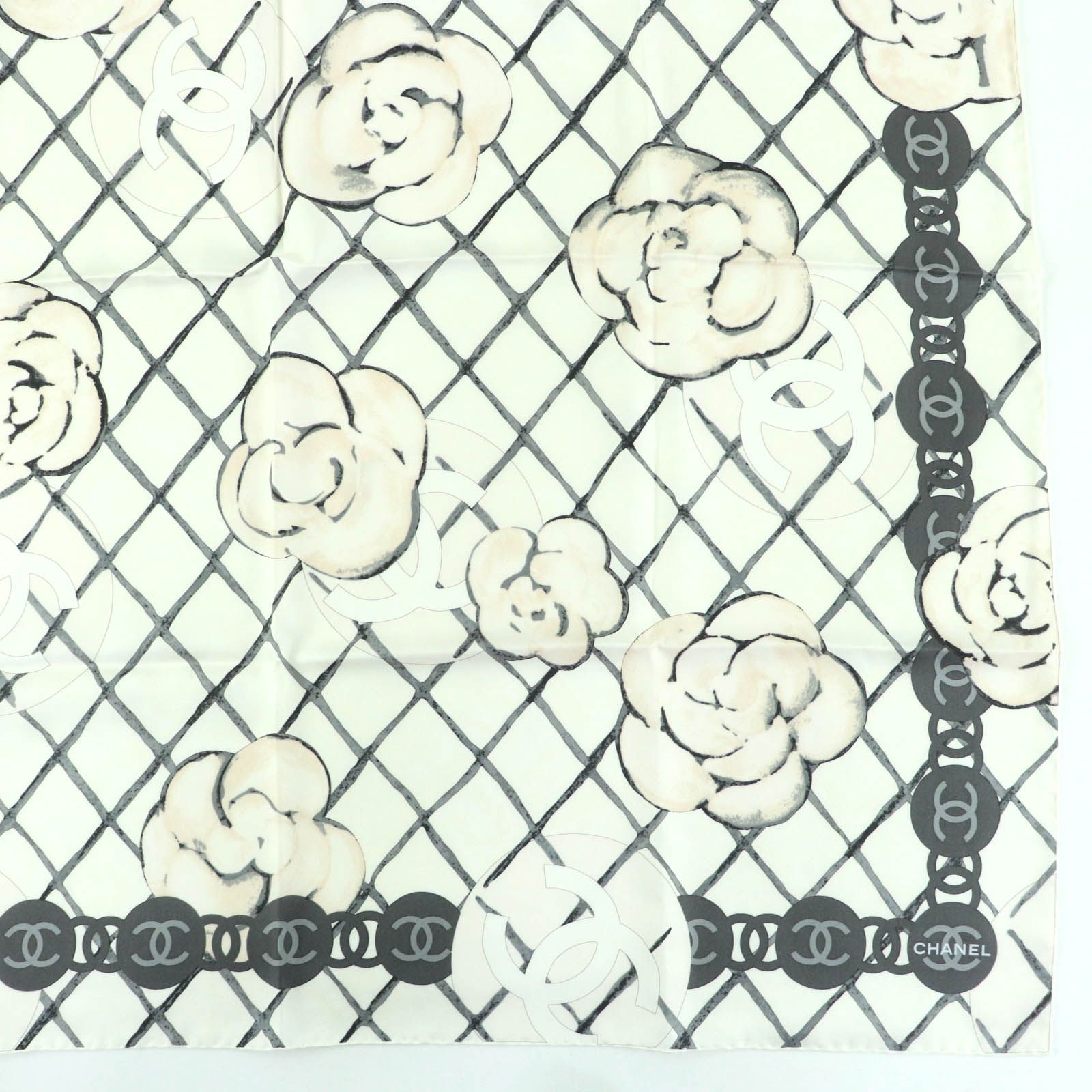 極美品☆CHANEL シャネル シルク100％ ココマーク・カメリア