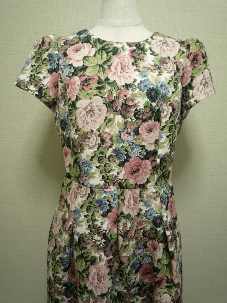 タグ付き エムズグレイシー ワンピース 40 ジャガード織り地 総花柄