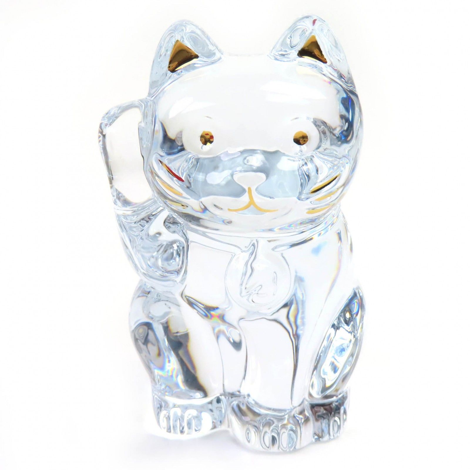 極美品◇Baccarat バカラ ラッキーキャット クリスタル 招き猫 レッド