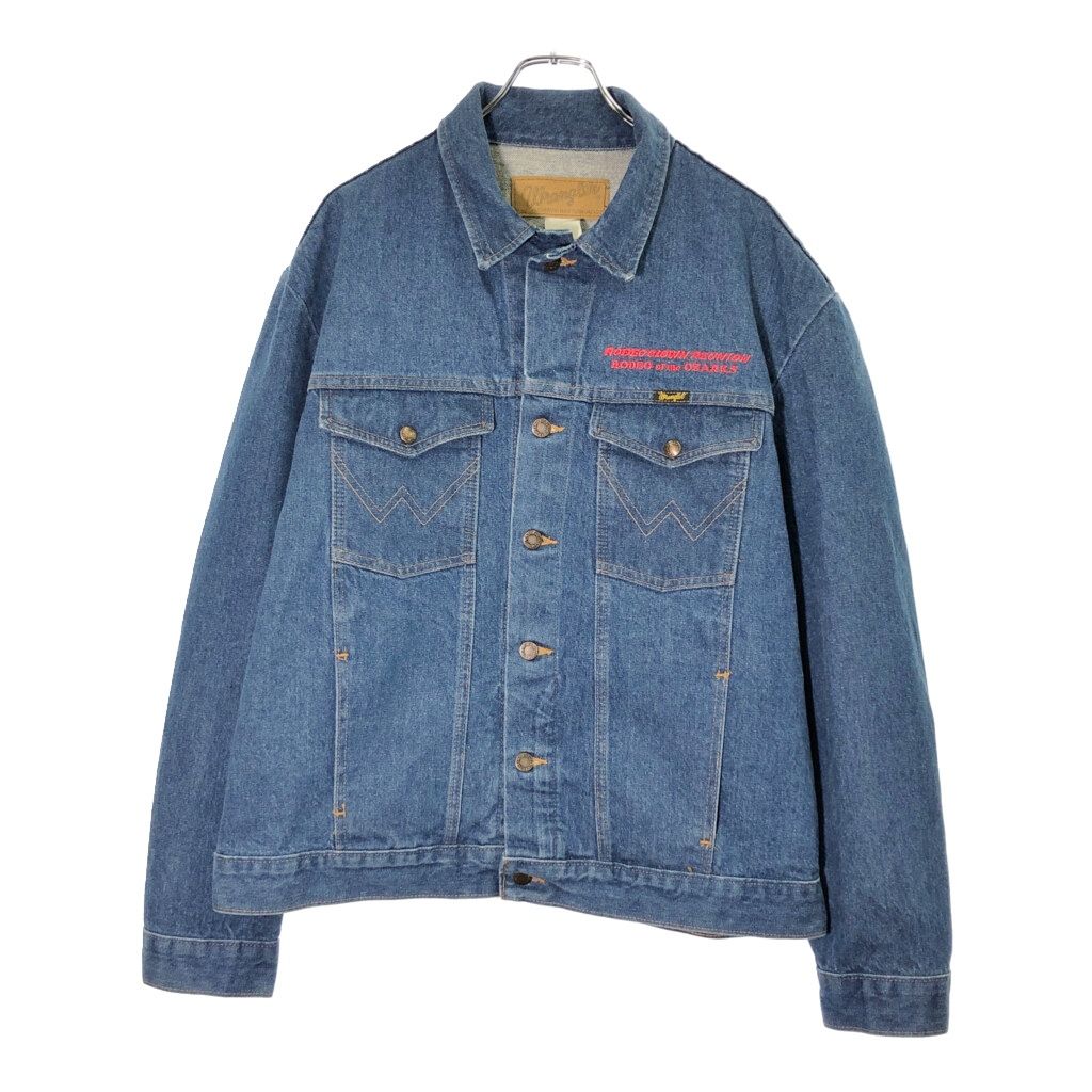 90年代 Wrangler ラングラー 刺繍 デニムジャケット ブルー(メンズ XL