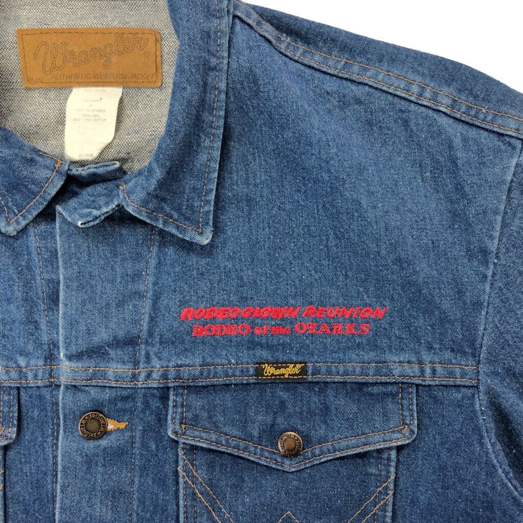 90年代 Wrangler ラングラー 刺繍 デニムジャケット ブルー(メンズ XL