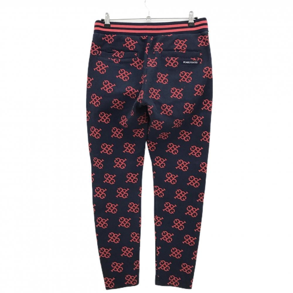 新品　PGG パーリーゲイツ　パンツ　ストレッチ　ウエストゴム　総柄　サイズ5 パーリーゲイツ パンツ ネイビー×レッド 総柄 ウエストゴム メンズ 5(L
