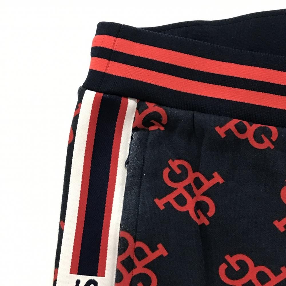 パーリーゲイツ パンツ ネイビー×レッド 総柄 ウエストゴム メンズ 5(L