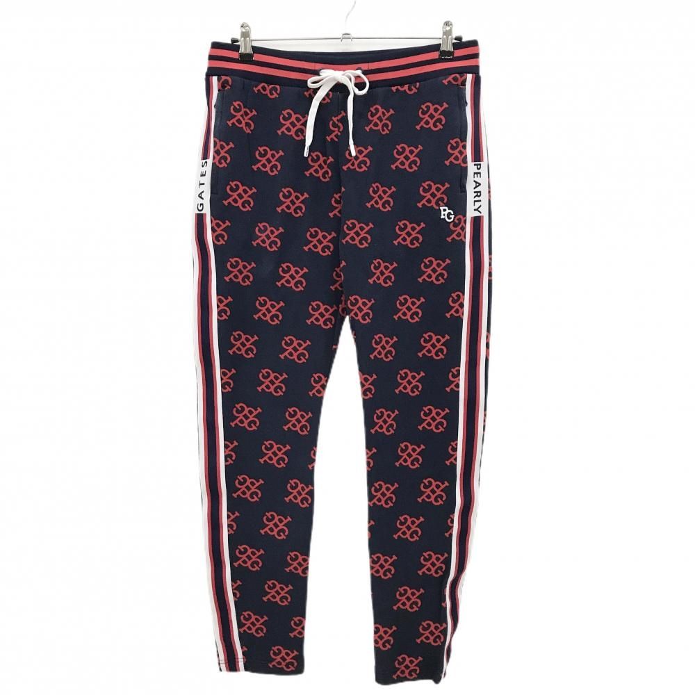 パーリーゲイツ パンツ ネイビー×レッド 総柄 ウエストゴム メンズ 5(L