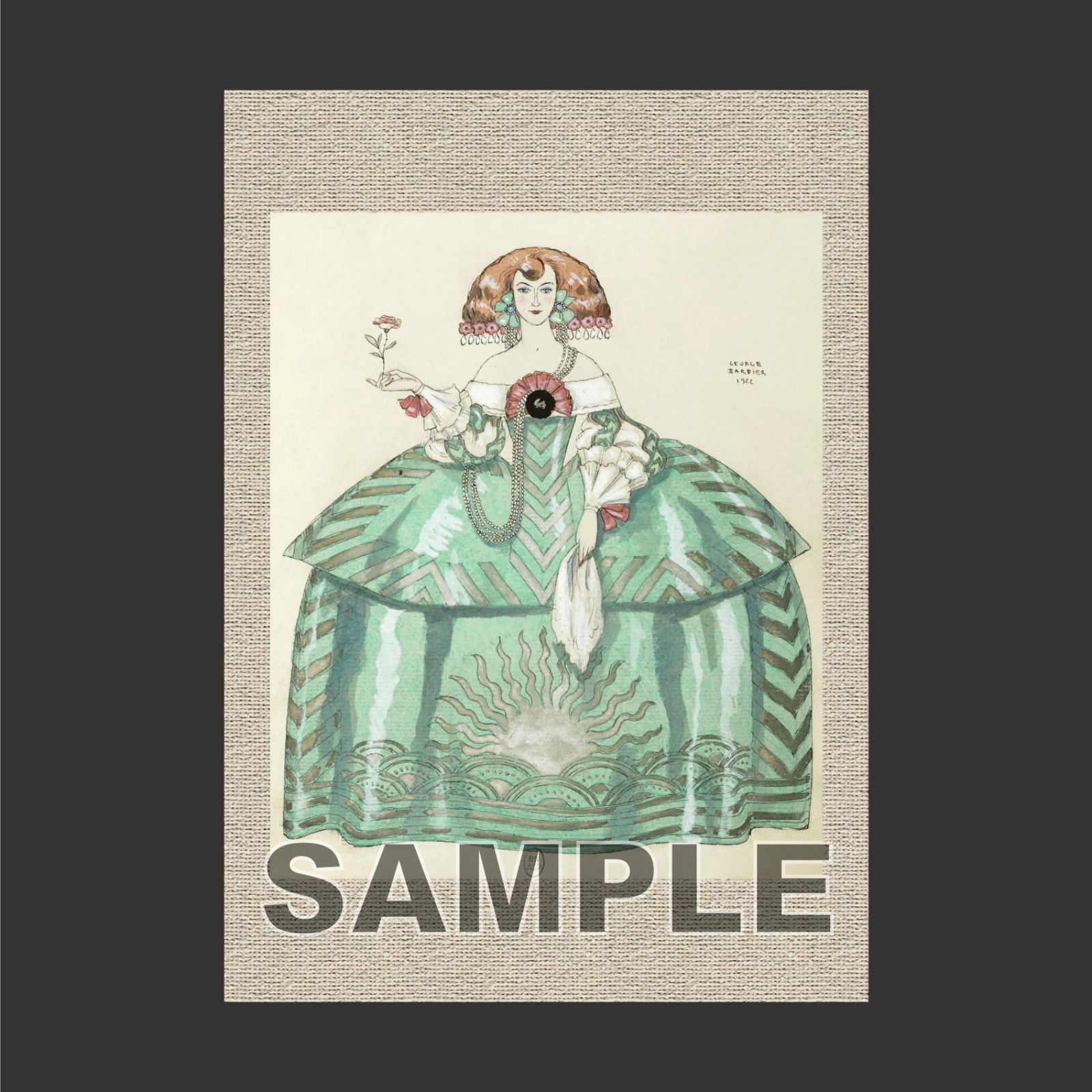 ジョルジュ・バルビエ（George Barbier） 「 17世紀の緑のドレスを着た