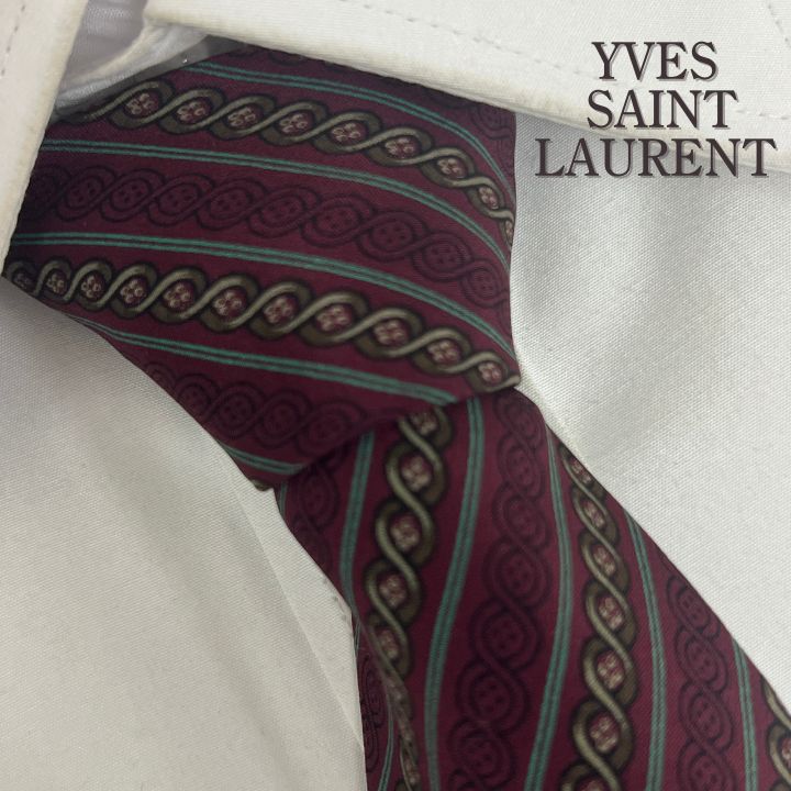 美品》YVES SAINT LAURENT (イヴサンローラン) シルクネクタイ 総柄