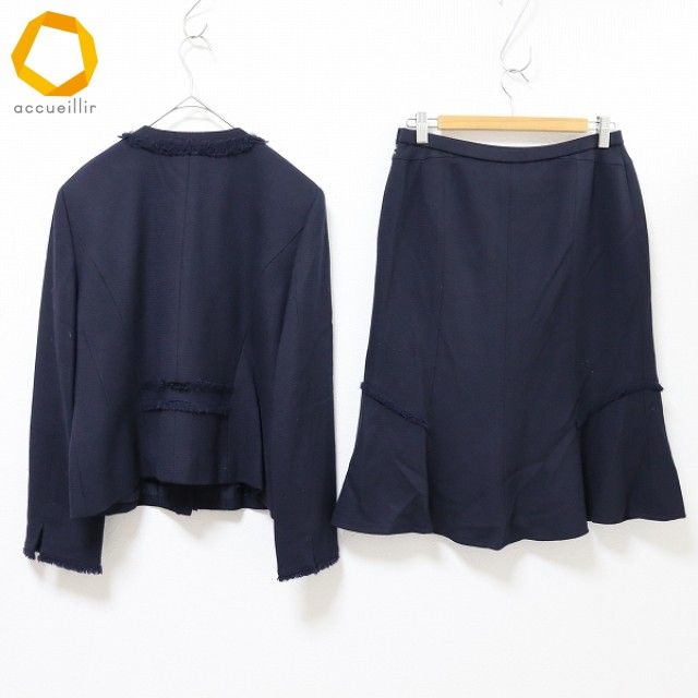 レリアン Leilian セットアップ スカートスーツ ノーカラー ジャケット