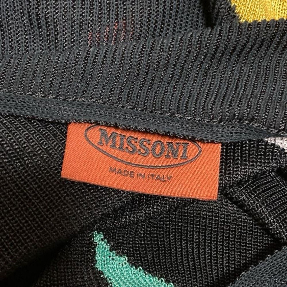 美品 MISSONI ミッソーニ 幾何学柄 ニットワンピース ブラック