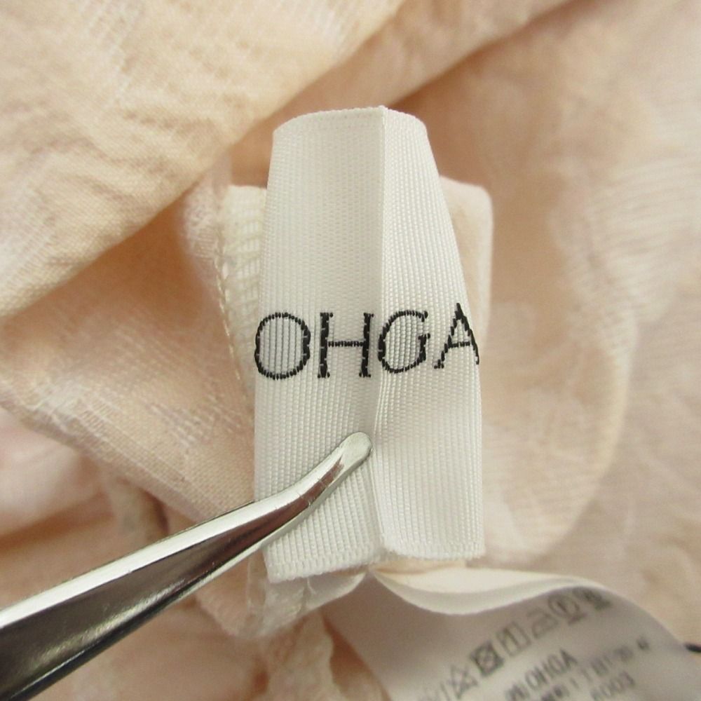 未使用 OHGA オーガ ジャガード ペプラム ブラウス OHGA-1118 F ピンク 