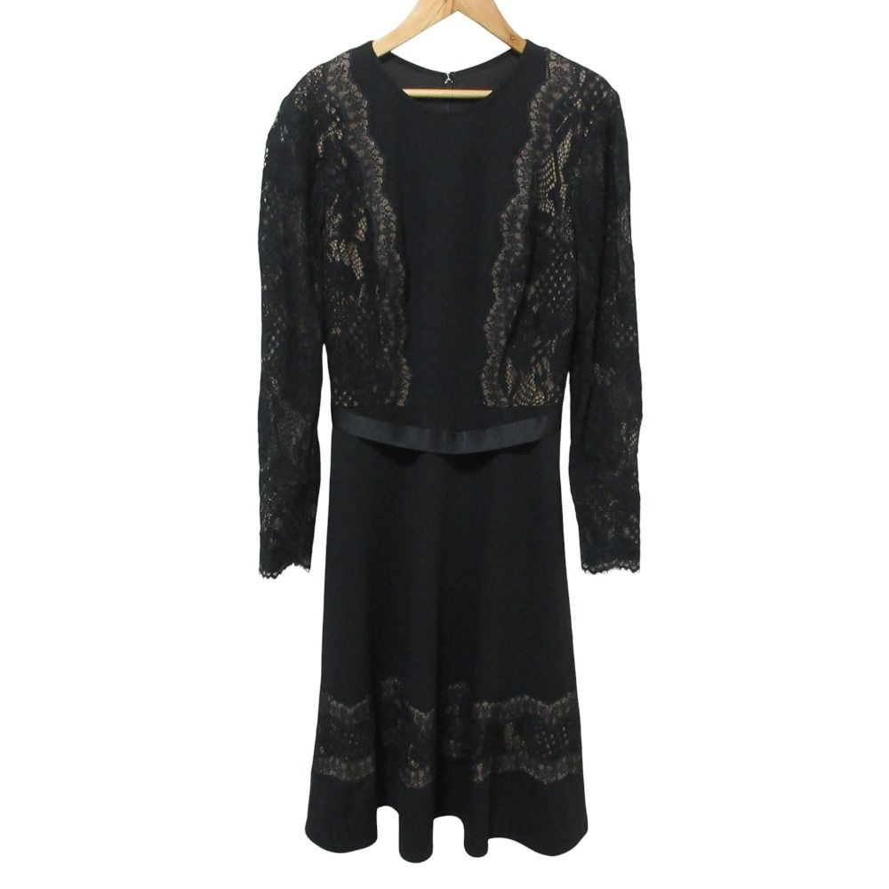 美品 TADASHI SHOJI タダシショージ レースコンビ ドレス 長袖 ロング