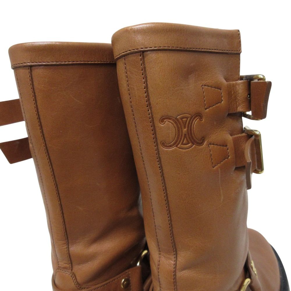 新品同様 CELINE セリーヌ バルキー ハーネス レザー ミッドバイカー