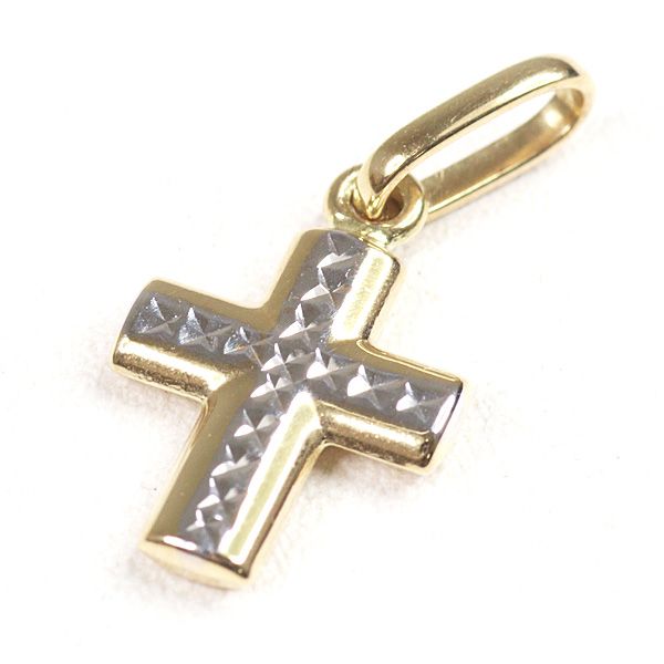 K18YG×K18WG クロス ペンダントトップ コンビ カット 0.5g 極小