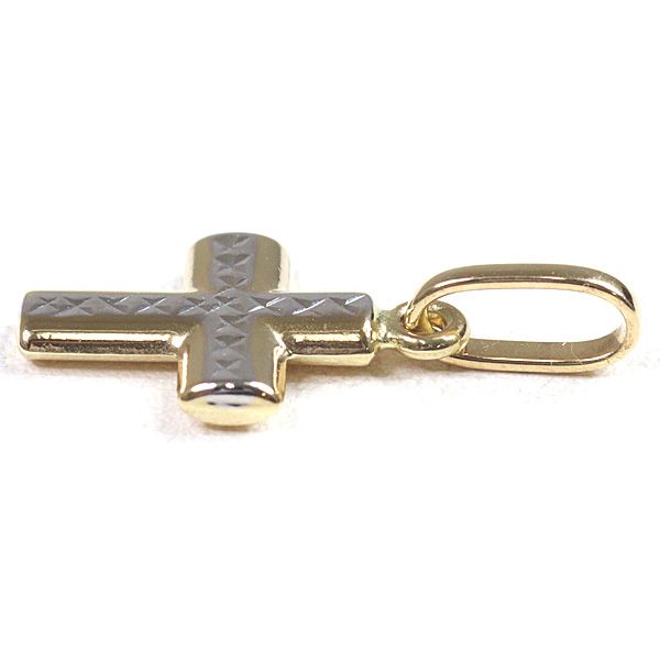 K18YG×K18WG クロス ペンダントトップ コンビ カット 0.5g 極小