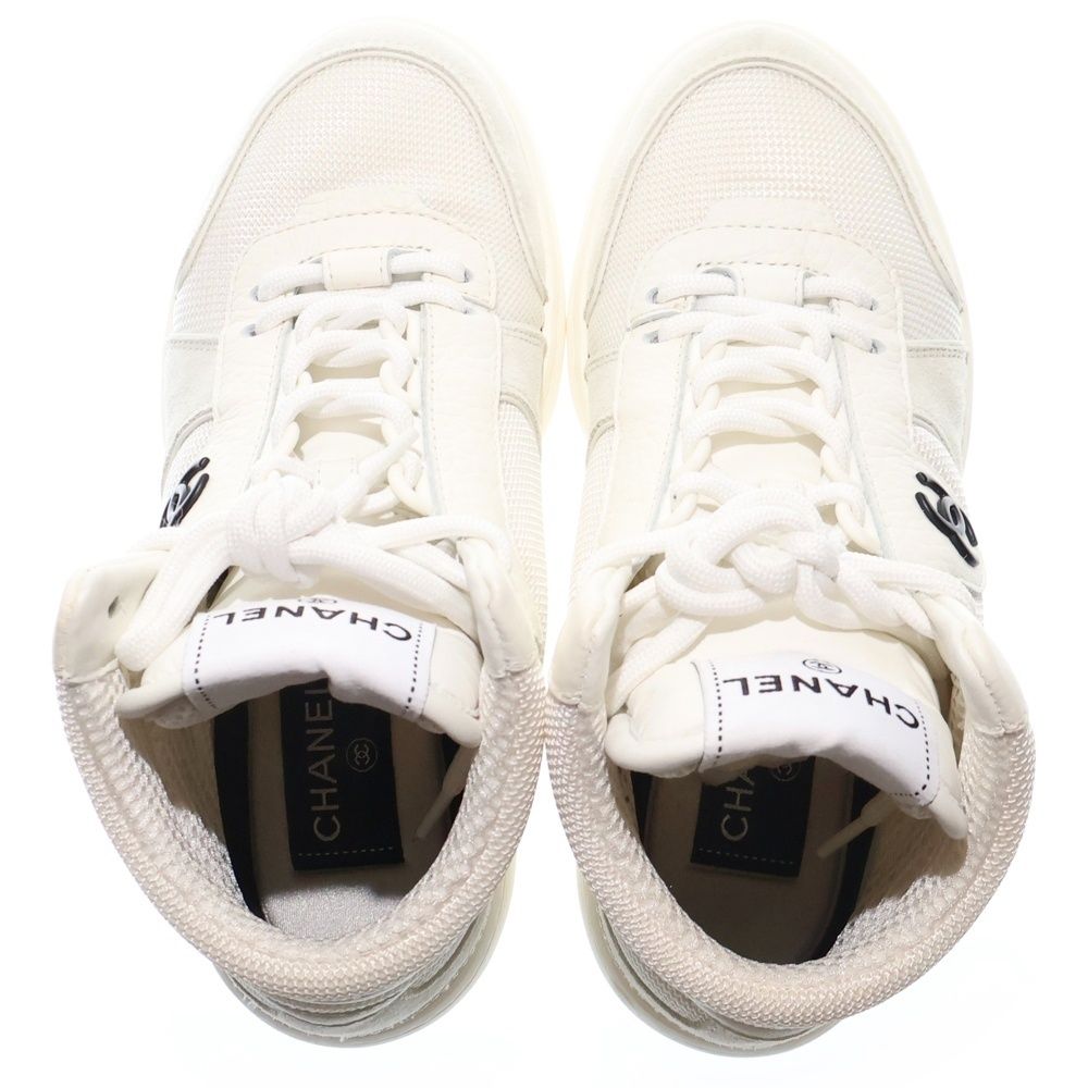 CHANEL (シャネル) ココマーク ファブリック レザー ハイカット