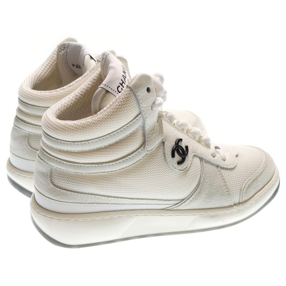 CHANEL (シャネル) ココマーク ファブリック レザー ハイカット