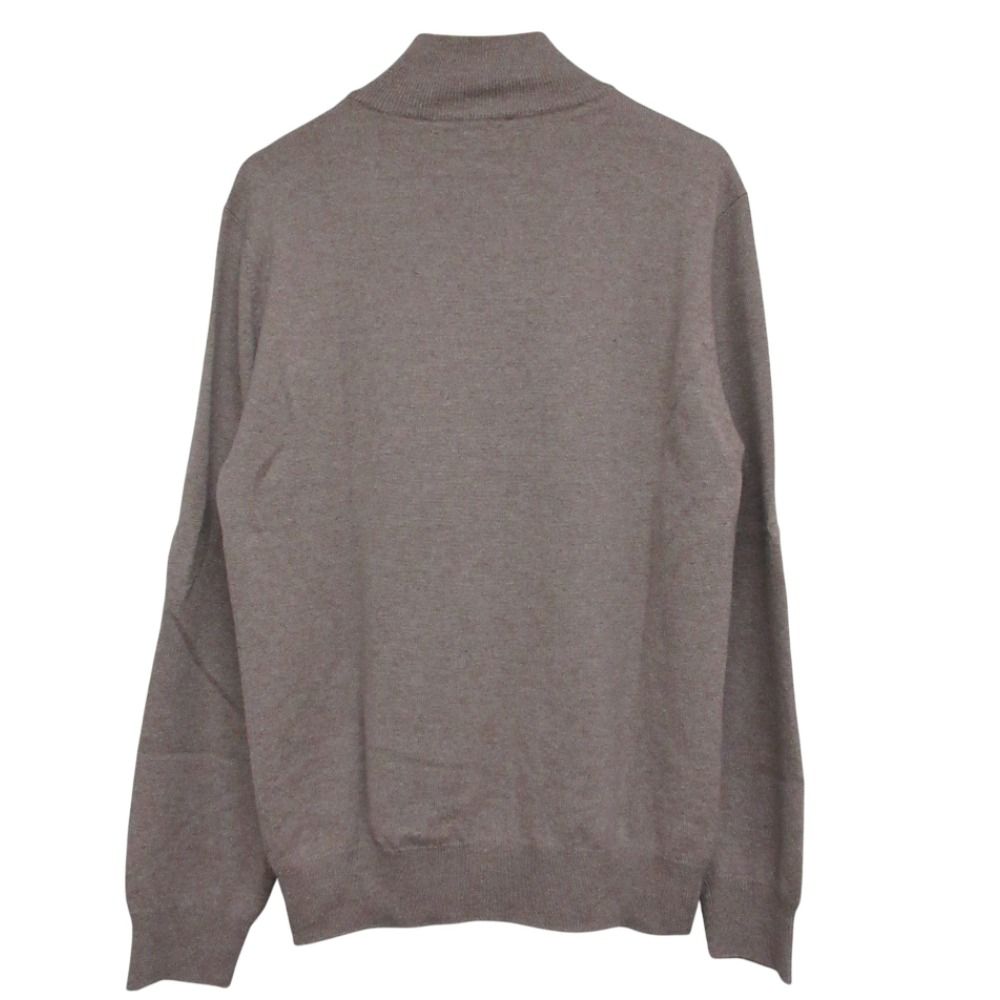 HERMES ウール ハーフジップセーター ダークグレー HERMES - エルメス ニット ヤク ウール ハーフジップ セーター レザー