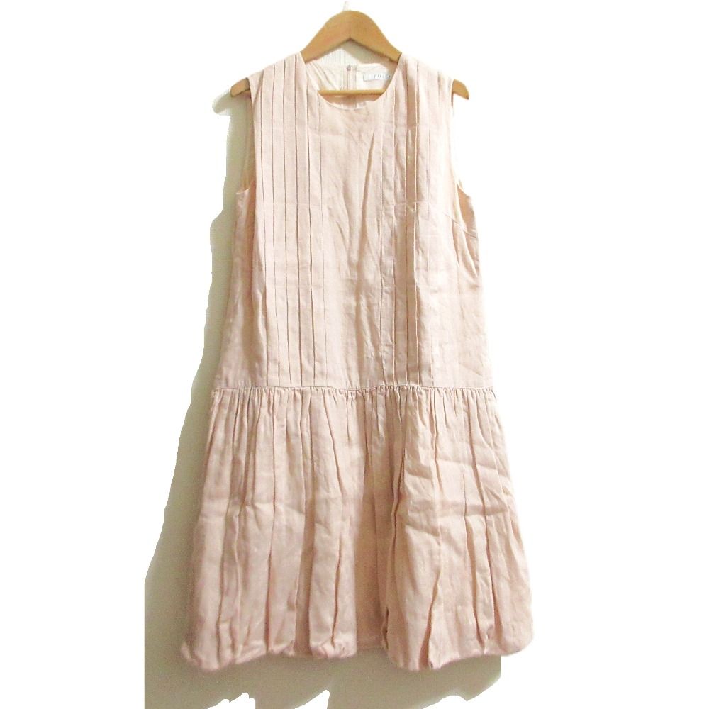新品未使用！フォクシー　リネン ノースリーブ ワンピース 薄いピンク 良品 FOXEY フォクシー ノースリーブ リネン ワンピース 36781 サイズ