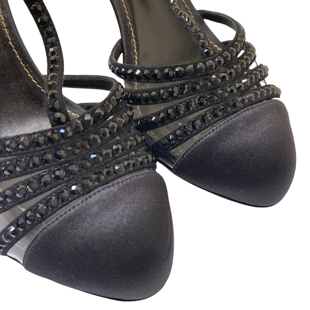 【美品】セルジオロッシ レザー ヒール ミュール パンプス 黒 ストラップ 美品 Sergio Rossi セルジオロッシ ストラップパンプス サイズ36.5 約