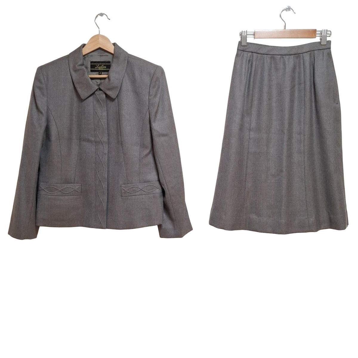 Leilian(レリアン) スカートスーツ レディース - グレー×ブルーグレー