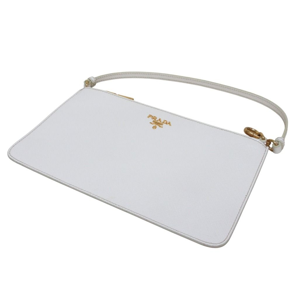 美品 PRADA プラダ サフィアーノ レザー アクセサリーポーチ バッグ