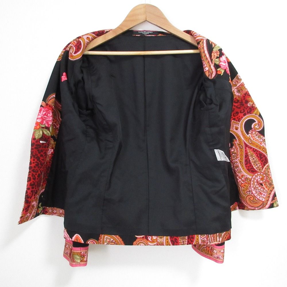 美品 LEONARD レオナール フラワー ペイズリー柄 切り返しテーラード