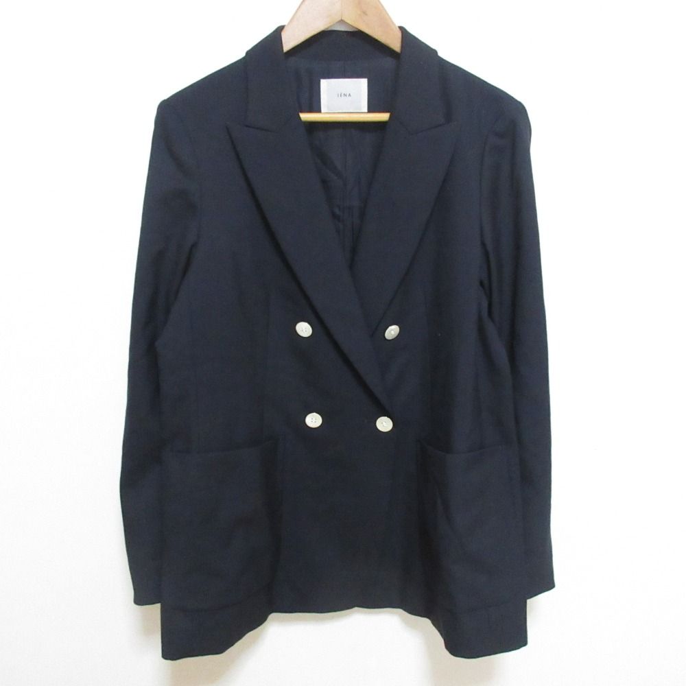 美品 IENA イエナ ウールダブルブレストジャケット サイズ38 ネイビー
