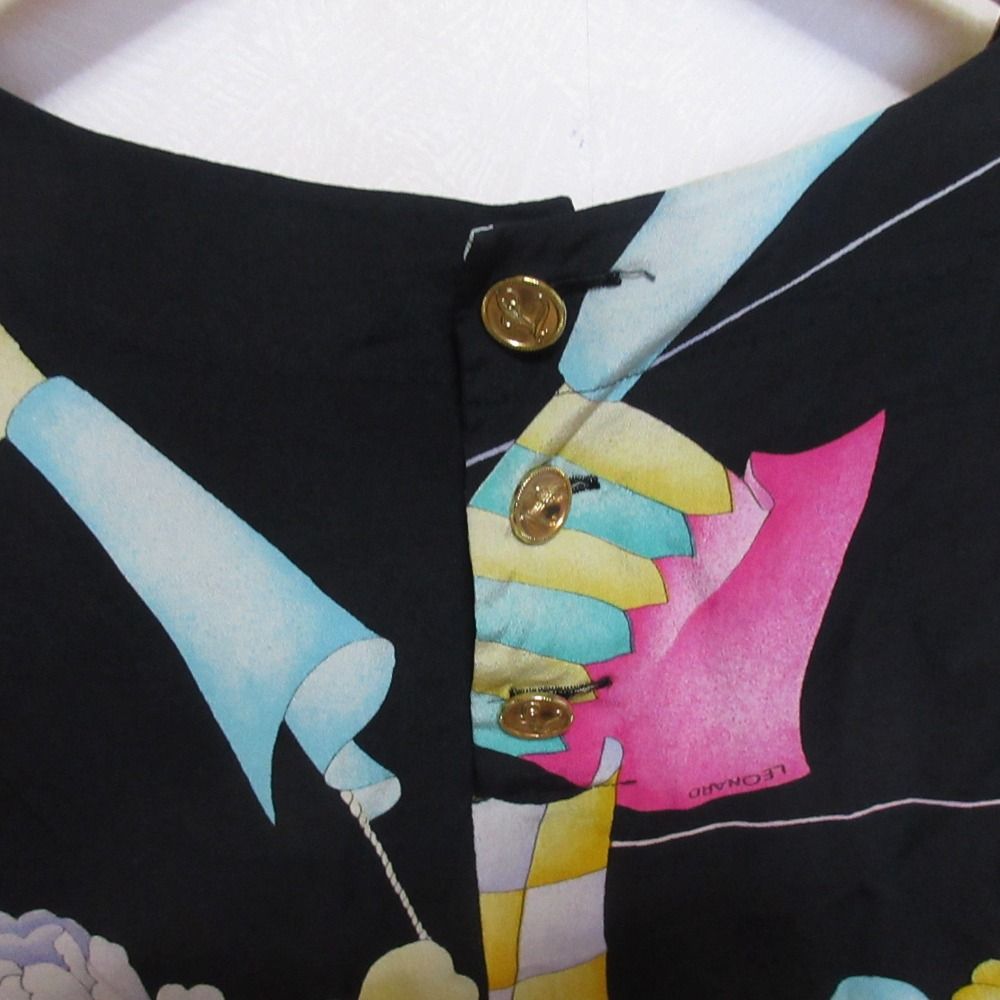 美品 LEONARD レオナール シルク100％ クルーネック ショートスリーブ