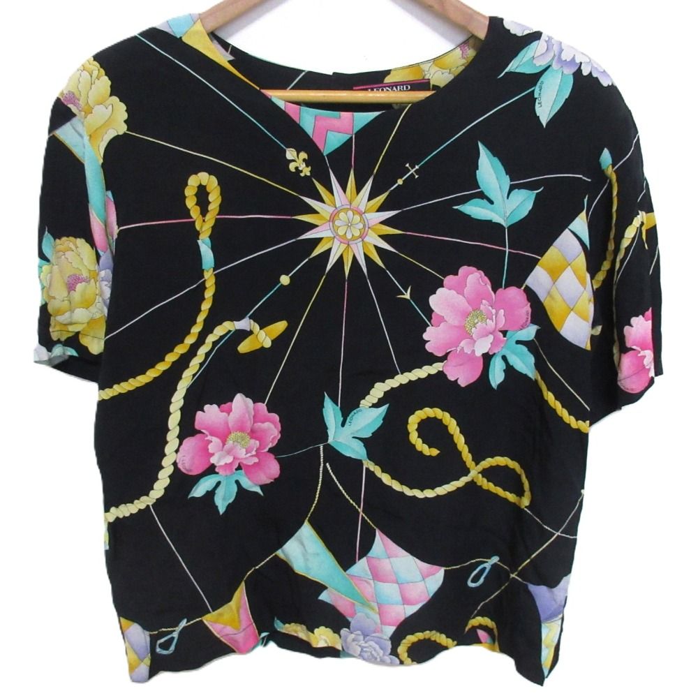 美品 LEONARD レオナール シルク100％ クルーネック ショートスリーブ